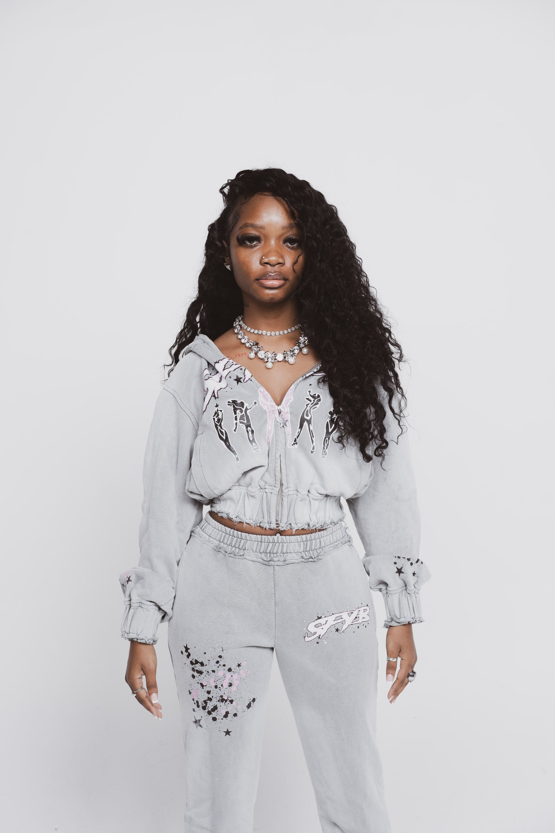 SFYB CROPPED SET "Grey & Pink”