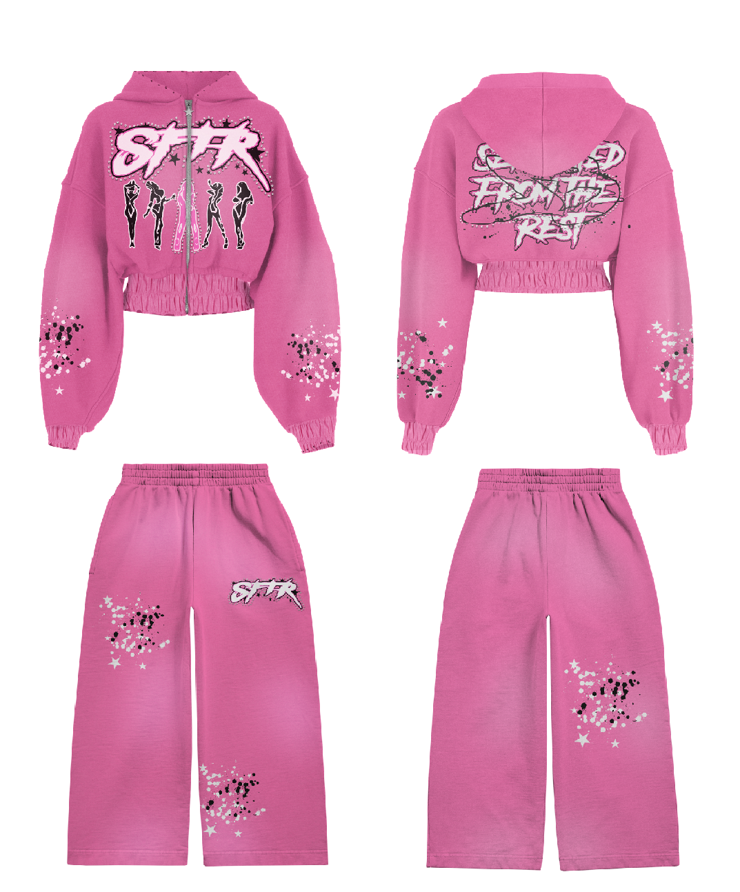 SFTR Cropped Set “Pink Starburst”